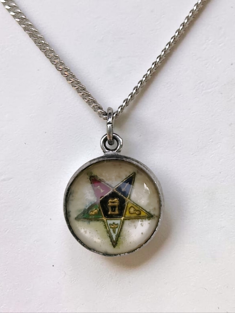 Vintage Sterling Masonic Order Of The Eastern Star Necklace